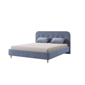 Кровать Лео 160х200 топаз/галька (велюр)