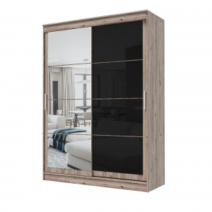 Шкаф-купе ГРАНД 1 1,6 Дуб горный/Зеркало/Лакобель черный