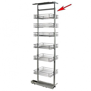 Пенал H=1850-2200х250х480, 6 ярусов модуль 300 плавного закрывания, хром KPTJ012D-300