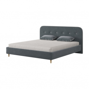 Кровать Лео 180х200 графит/галька (велюр)