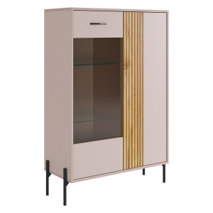 Комод Доминика со стеклом кашемир/дуб крафт золотой