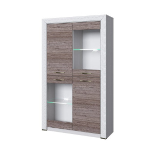 Шкаф-витрина 2V2D OLIVIA Вудлайн крем/дуб анкона