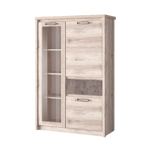 Шкаф с витриной 1V2D1S-1 JAZZ Каштан найроби/Оникс