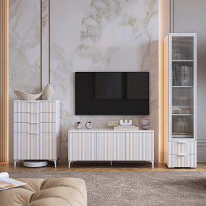 Гостиная Зефир К1 белое дерево/белый муар