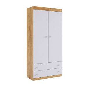 Шкаф двухдверный Форсаж дуб крафт золотой/белый