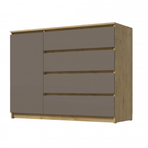 Комод ВЕГА Люкс 1Д-4Я Дуб Вотан/Мокко