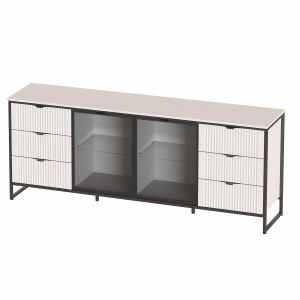 Комод Нора-2 2 двери и 6 ящиков с витринами Персидский жемчуг