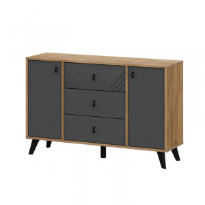 Комод Байкал 3 ящика двухстворчатый Дуб Золотой/Графит