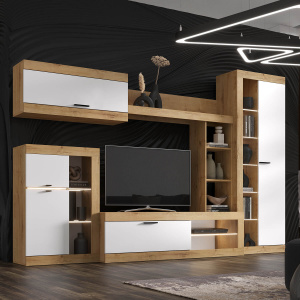 Гостиная ПРАГА №1 Дуб вотан/Белый гладкий