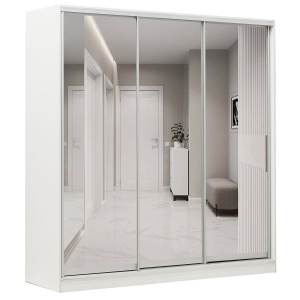 Шкаф-купе 3-х дверный 2020х590 ВАРИАНТ 5 Белый жемчуг