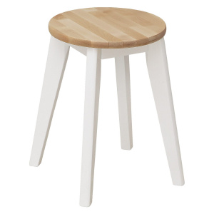 Табурет Круглый ИДЕЯ массив Бесцветный (Лак)/СНЕГ