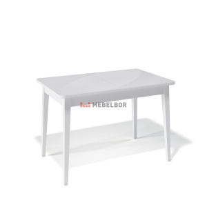 Стол обеденный Kenner 1100 М белый/стекло белое глянец