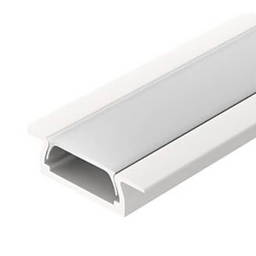 Профиль врезной алюминиевый для светодиодной ленты 3528/5050 белый матовый в комплекте с матовым экраном и заглушками 22х6х2000 мм. K251-2AMWH