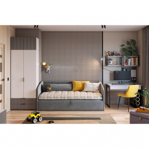 Набор детской мебели Зефир К4 белое дерево/серый (эмаль)/графит (велюр)