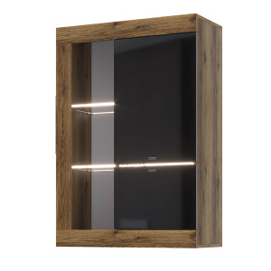 Шкаф-витрина универсальная ПРАГА Дуб делано/Черный графит