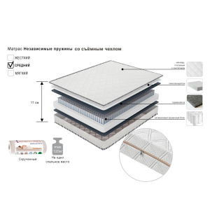 Матрас Независимые пружины со съемным чехлом 180х200
