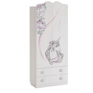 Шкаф 2-створчатый Фэнтези белый рамух