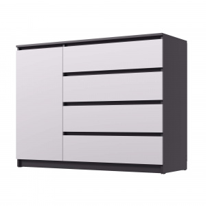 Комод ВЕГА Люкс 1Д-4Я Графит/Белый гладкий