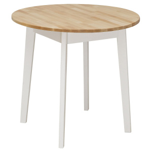 Стол обеденный круглый ИДЕЯ массив Бесцветный (Лак)/СНЕГ