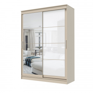 Шкаф-купе ГРАНД 1 1,6 Сатин/Зеркало/Лакобель белый