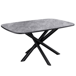 Стол обеденный Kenner DF1250 черный/керамика мрамор серый глянец