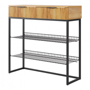 Обувница Классная 1 дуб крафт золотой/черный муар