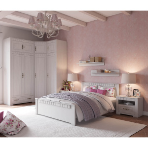 Спальный гарнитур Прованс МГ Бодега белая/Патина премиум