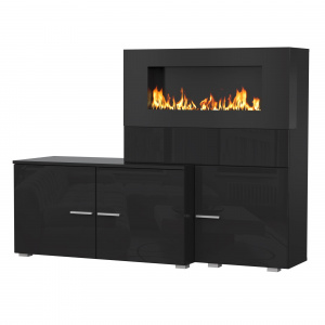 Тумба НК Ralf с биокамином Черный/Черный глянец