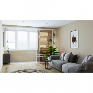 Раздвижные перегородки в проем 3500х2500 белый/стекло бронза/сатинат