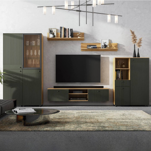 Гостиная Милан Дуб Золотой/Олива Софт