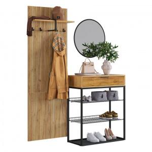 Прихожая К1 дуб крафт золотой/черный муар