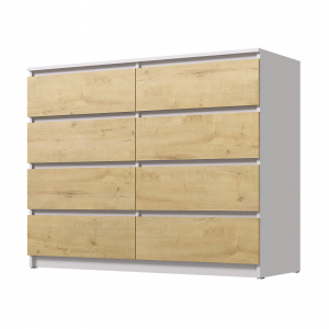 Комод ВЕГА Люкс 8Я Белый гладкий/Дуб Вотан