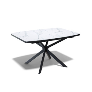 Стол обеденный Kenner BR1200 черный/керамика GLORIA WHITE