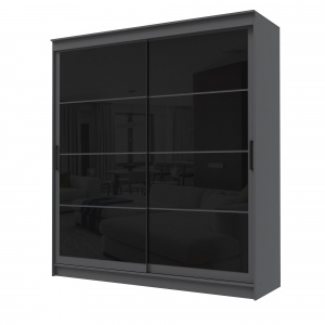 Шкаф-купе ГРАНД 1 2,0 Графит/Лакобель черный