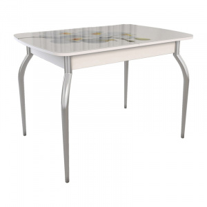 Стол обеденный раздвижной белый/Орхидея