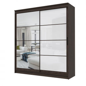 Шкаф-купе ГРАНД 1 2,0 Венге/Зеркало/Лакобель белый