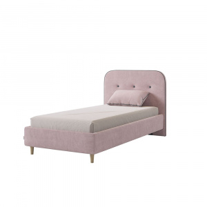 Кровать односпальная Лео 90х200 нежно-розовый/графит (велюр)