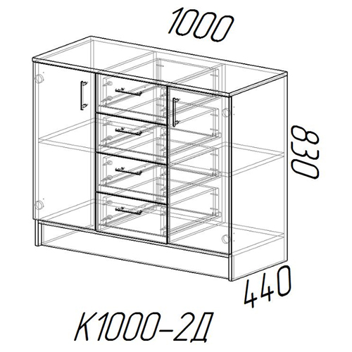 Комод К 1000-2Д Венге Лоредо