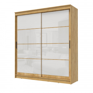 Шкаф-купе ГРАНД 1 2,0 Дуб вотан/Лакобель белый