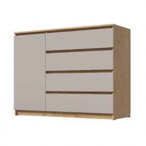 Комод ВЕГА Люкс 1Д-4Я Дуб Вотан/Сатин