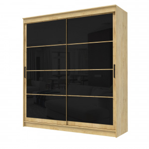 Шкаф-купе ГРАНД 1 2,0 Дуб вотан/Лакобель черный