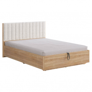 Кровать с подъемным механизмом Юлия 140х200 дуб сонома/белый (плюш)