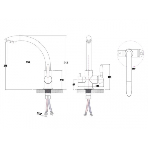 Смеситель для кухни высокий в цвет мойки Paulmark Es213001 с питьевой водой