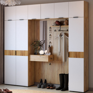 Прихожая К12 дуб крафт золотой/белое дерево