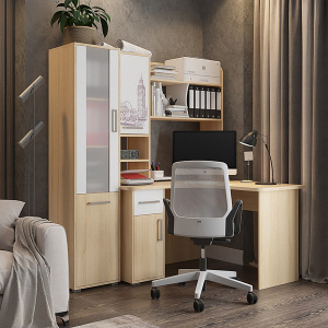 Стол компьютерный Лайт К1 дуб сонома/белый