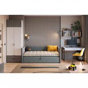 Набор детской мебели Зефир К7 белое дерево/серый (эмаль)/графит (велюр)