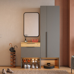 Прихожая Баско К8 графит/дуб крафт золотой/черный