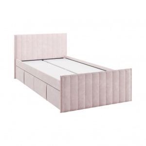 Кровать с ящиками Твикс 90х200 нежно-розовый (велюр)