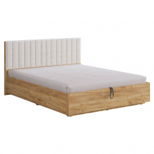 Кровать с подъемным механизмом Юлия 160х200 дуб крафт золотой/белый(плюш)