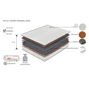 Матрас Comfort с Кокосом 140х200 Нескрученный
